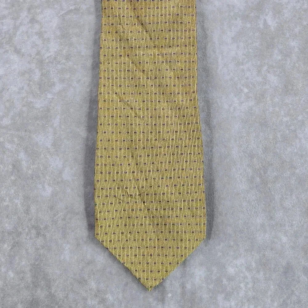Kenneth Cole New York Gold Blue Dot Geometric 100% Silk Men's Neck Tie‎ NWOT